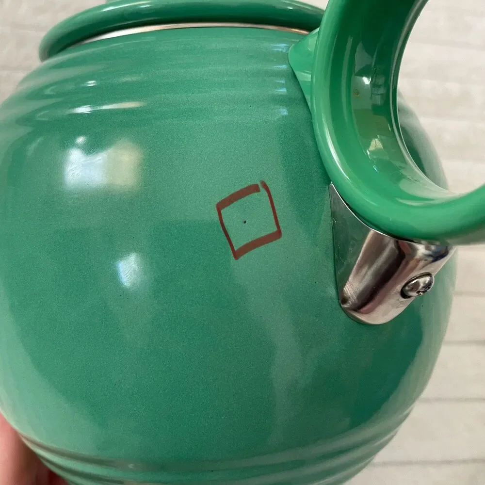 Vintage Fiesta Enamelware Tea Kettle Sea Mist Green Copco Homer Laughlin Enamel